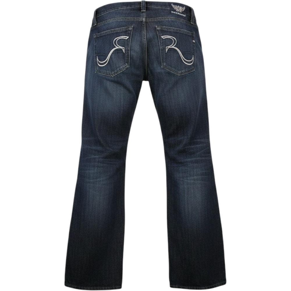 Rock & Republic Mens Dark Wash Embroidered Signature R Jeans Size 36‎ Button Fly